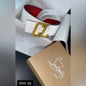 Christian Louboutin Logo Plaque Belt (Size 95)